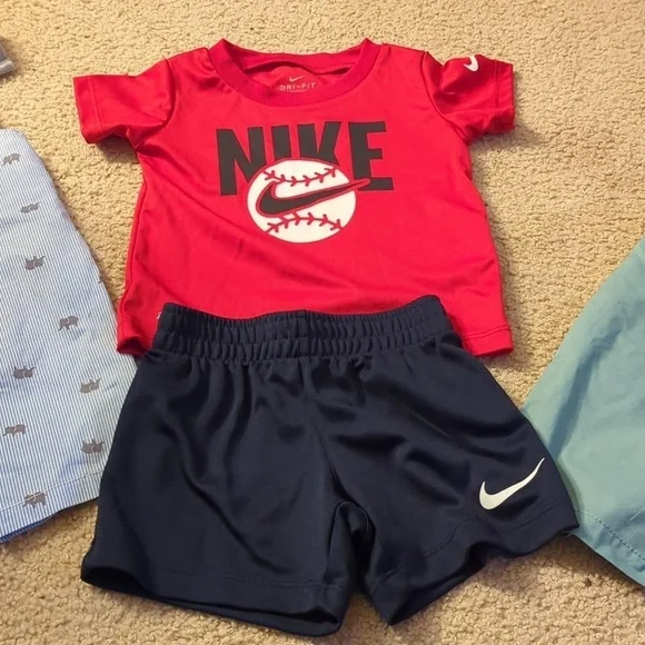 Bundle of Three Little Boy Outfits Size 12 Month 1 Nike and 2 Carter's Overalls - Picture 6 of 11